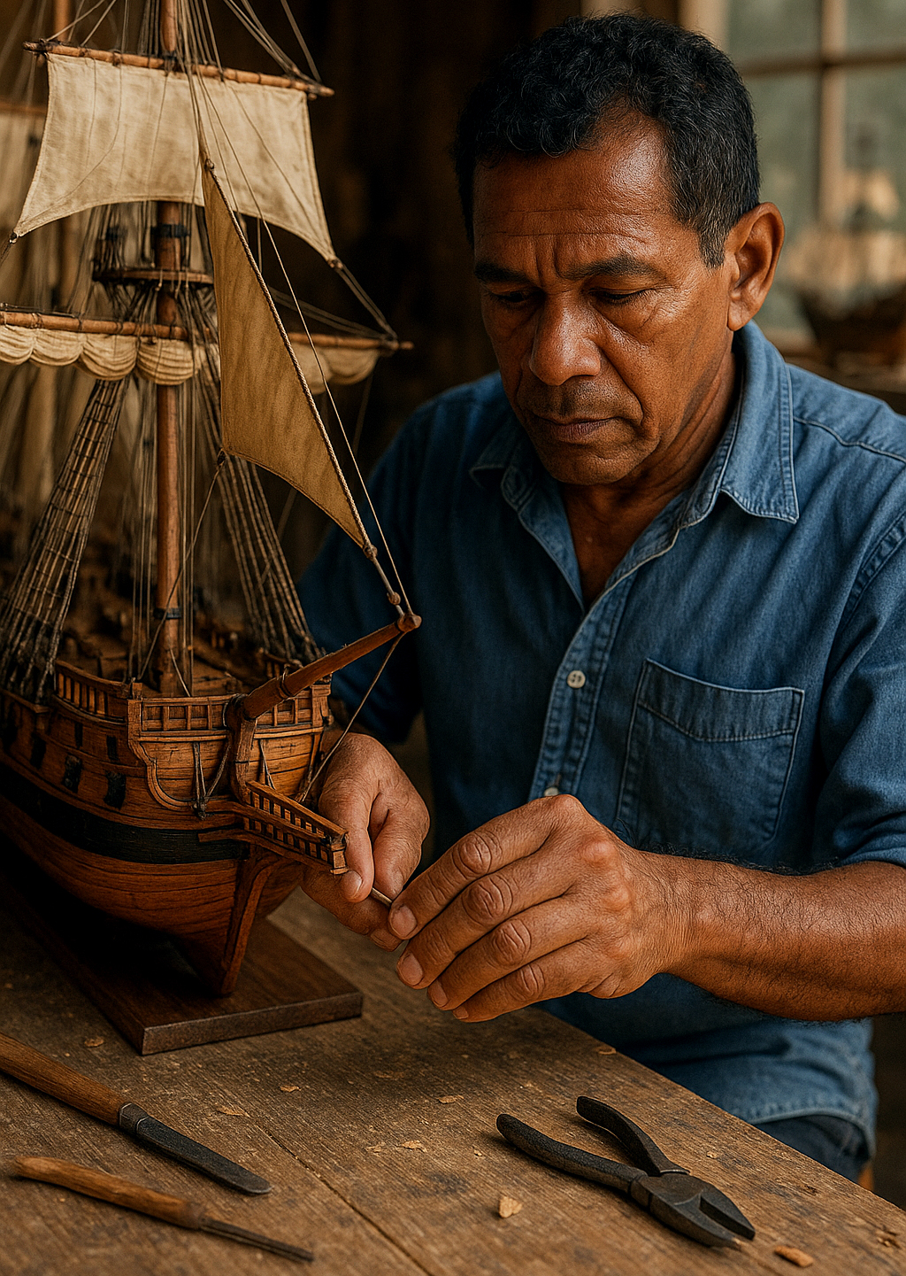 Artisan maquette de bateau île Maurice