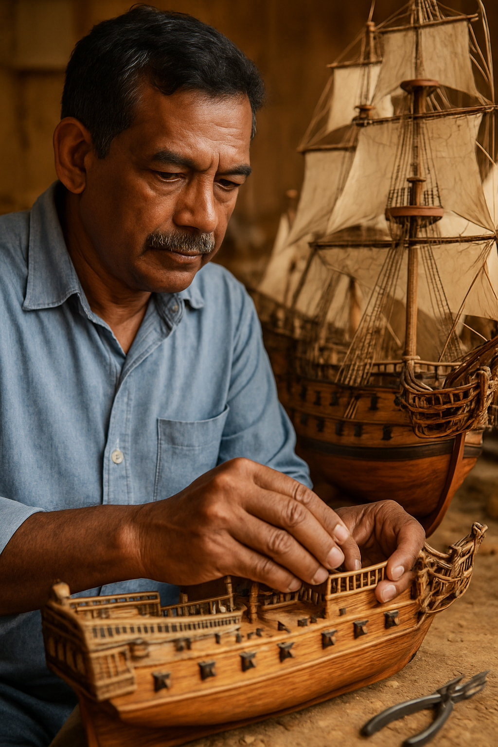Artisan maquette de bateau île Maurice