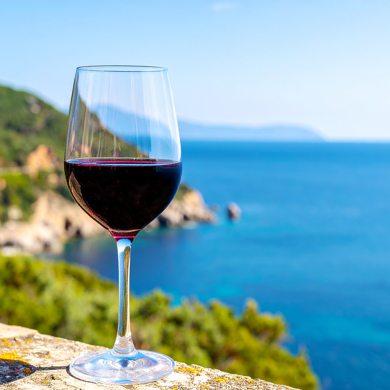 Verre de vin rouge de l'île d'Elbe