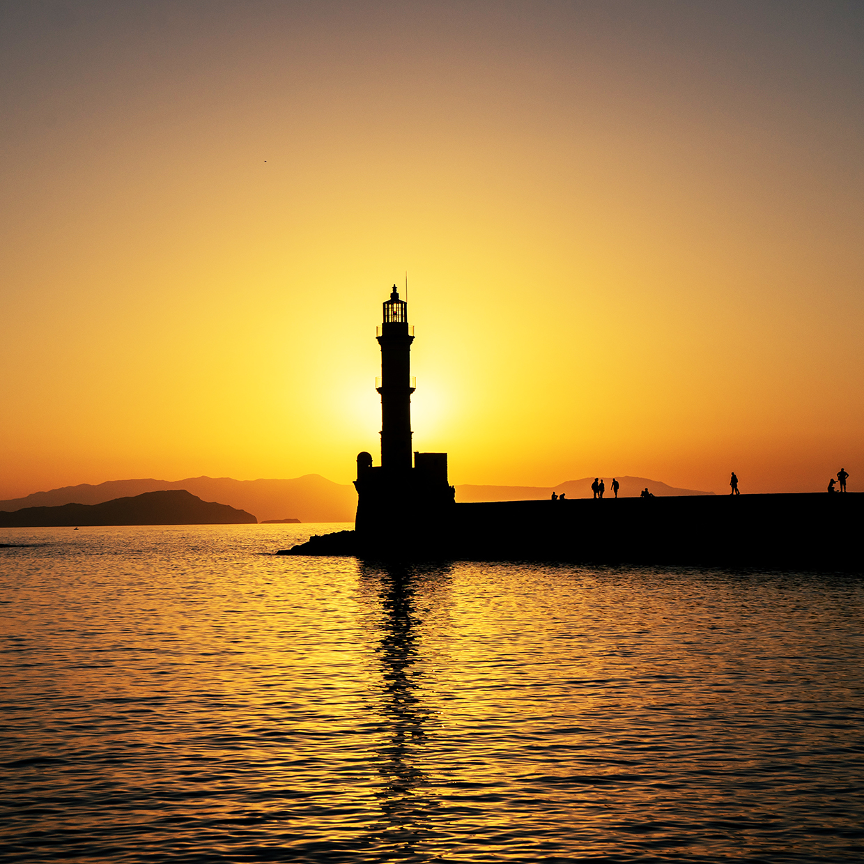 port nuit phare égyptien La Canée  Chania Crète