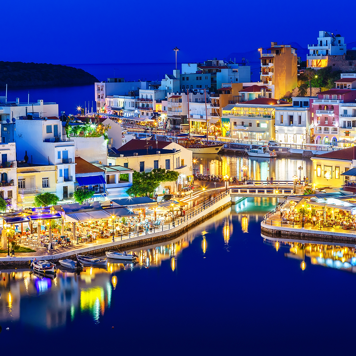 Lac Voulismeni nuit Agios Nikolaos Crète