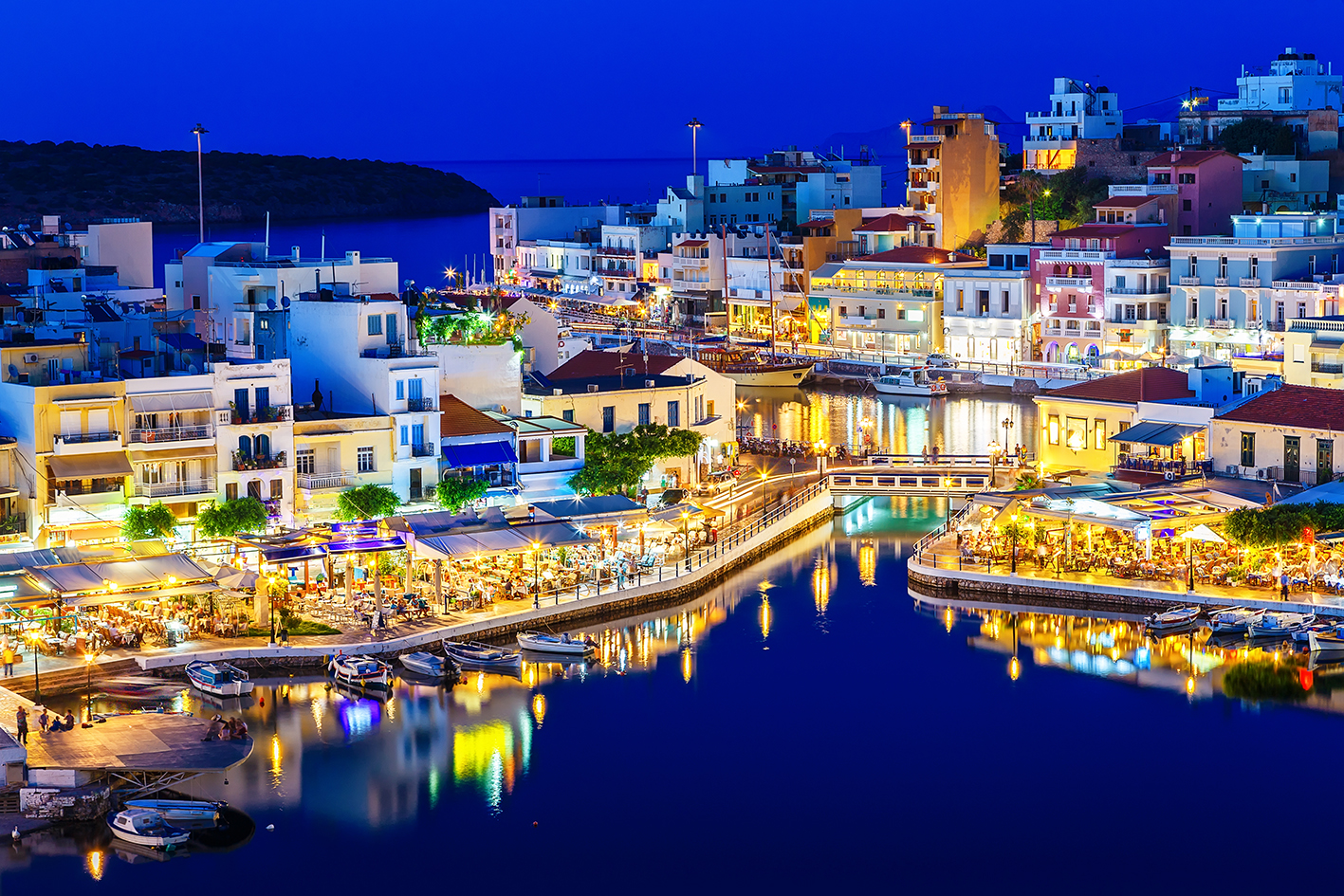 Lac Voulismeni nuit Agios Nikolaos Crète